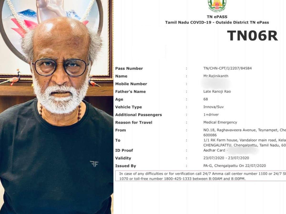 Did superstar Rajinikanth obtain an e-pass to travel during lockdown or  not? | Tamil Movie News - Times of India