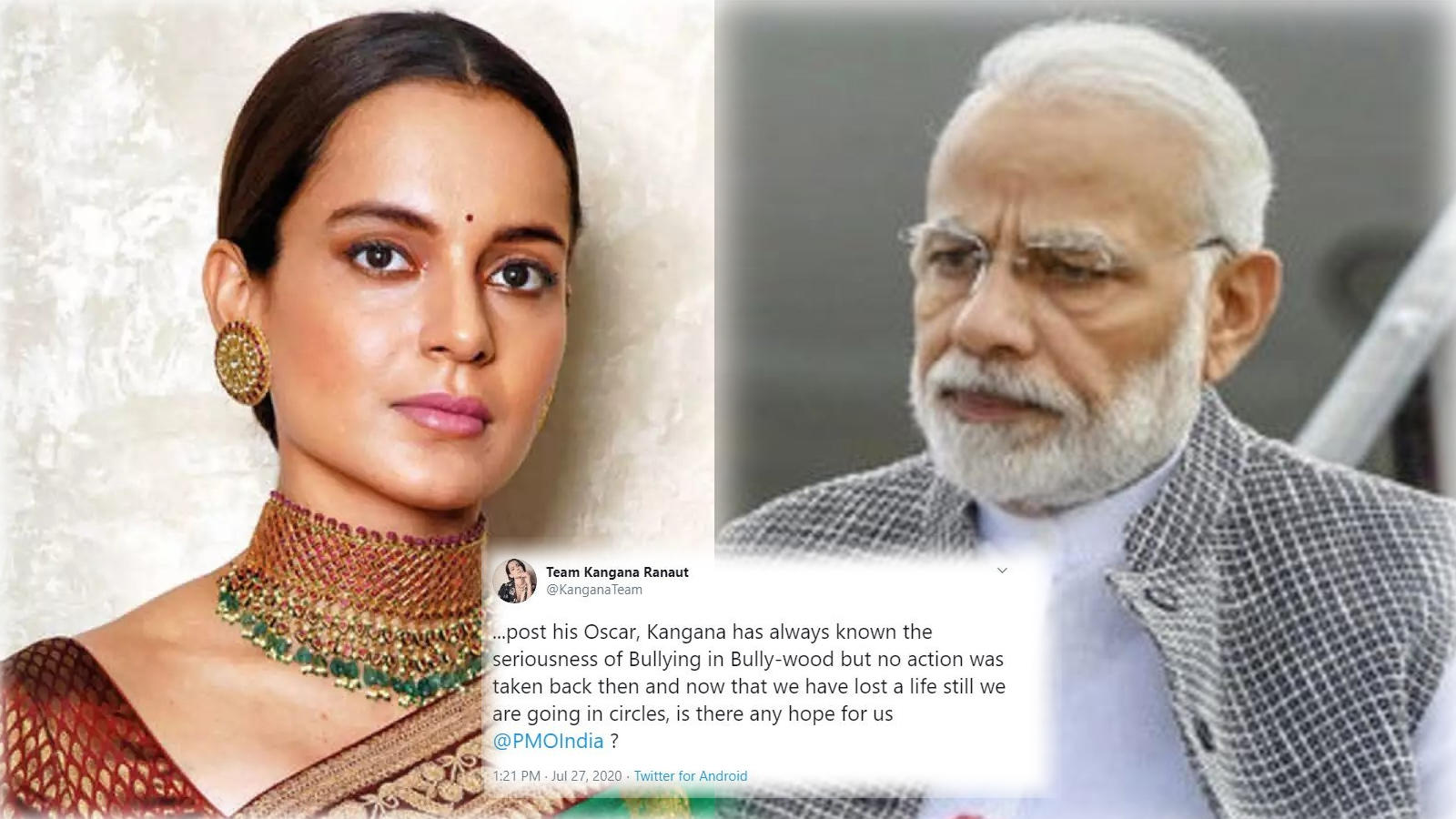 Tagging Pm Narendra Modi S Office In A Tweet Kangana Ranaut S Team Asks Is There Any Hope As She Shares Resul Pookutty S Bullying Story Hindi Movie News Bollywood Times Of India