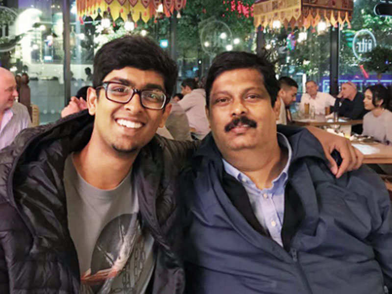 Krishnakumar (right) with his son Rohit, who died in a car crash on Christmas day last year