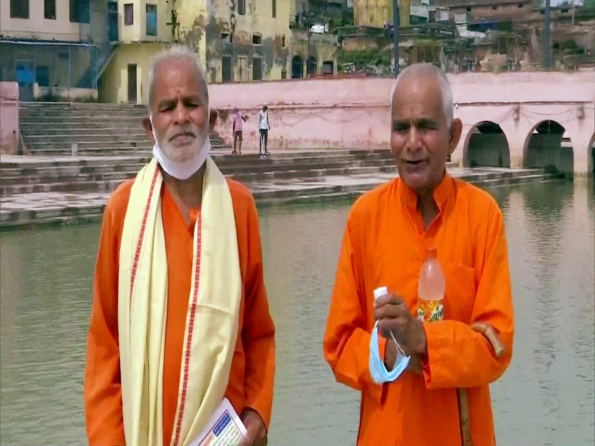 The two brothers, who have collected water from more than 150 rivers, have reached Ayodhya (ANI)