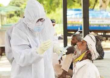 File pic of a doctor taking samples from a man in Ajmer district