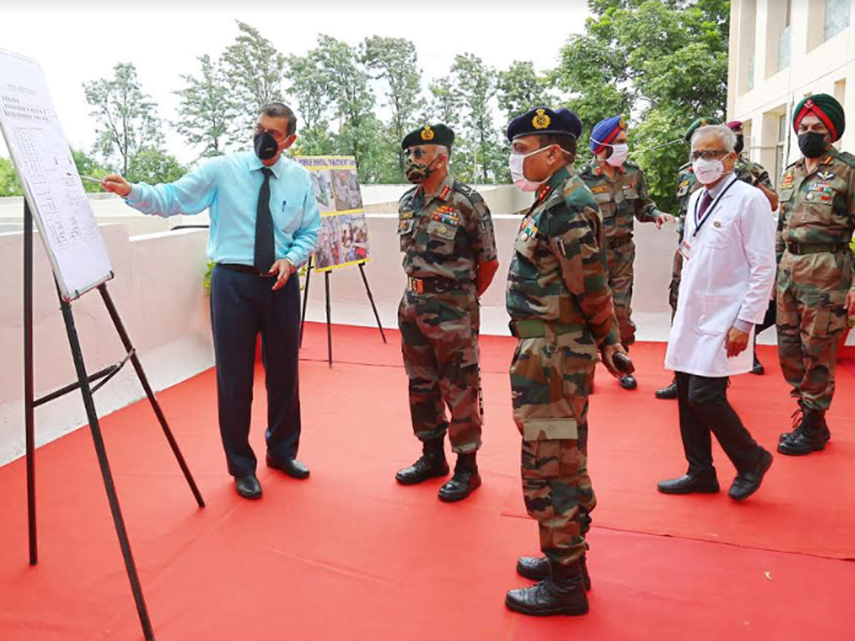 Lt Gen CP Mohanty, GOC-in-C, Southern Command being briefed about the infrastructure of the college during his visit to Army College of Dental Sciences, in Secunderabad on Tuesday.