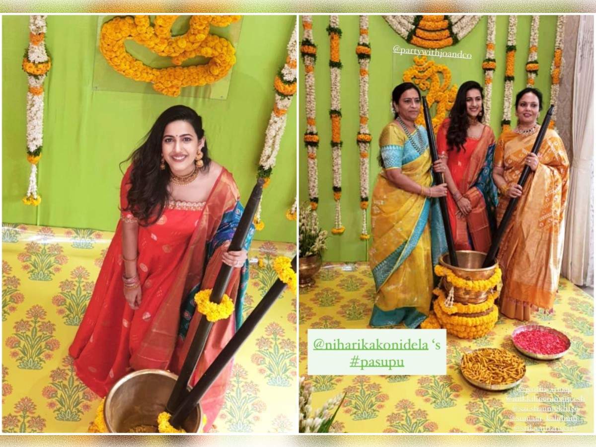PICS: Niharika Konidela's intimate pasupu ceremony after the engagement |  Telugu Movie News - Times of India