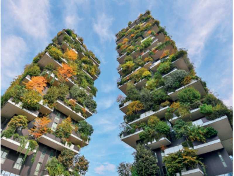 A LIVING ICON: Milan’s Bosco Verticale, built by Stefano Boeri in 2014, was the first urban ‘vertical forest’. Its two towers host 780 trees, 11,000 plants and 5,000 shrubs, developing a microclimate which absorbs carbon dioxide, produces oxygen and limits radiation (Picture courtesy: Getty images)