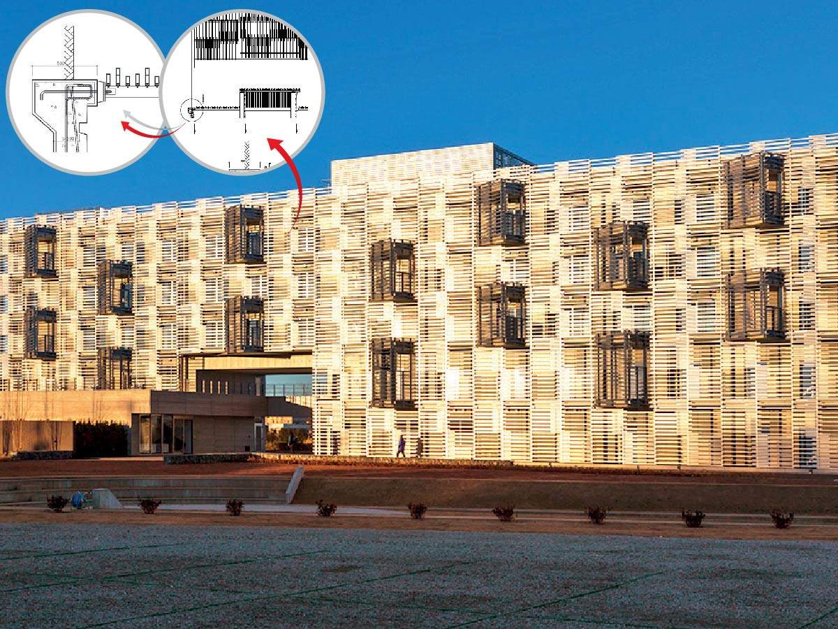 THE GLOW OF SUSTAINABILITY: The facade of the Josai University dormitory in Togane, Japan, uses recyclable aluminium and creates a serrated facade that responds to changing sunlight. (Picture courtesy Sunil Bald)