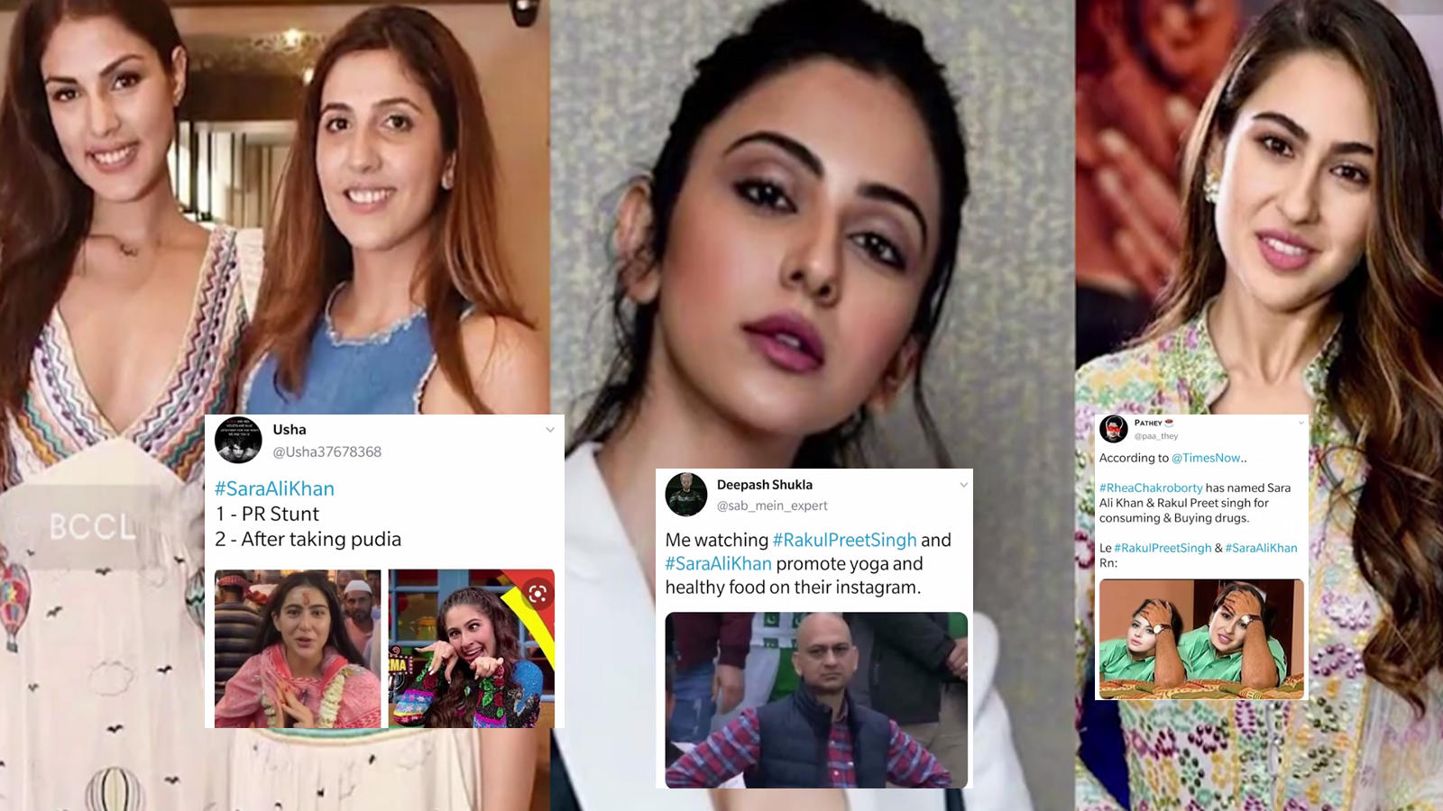 Rhea Chakraborty names Sara Ali Khan and Rakul Preet Singh to NCB,  Twitterati has hilarious memes and jokes | Telugu Movie News - Times of  India