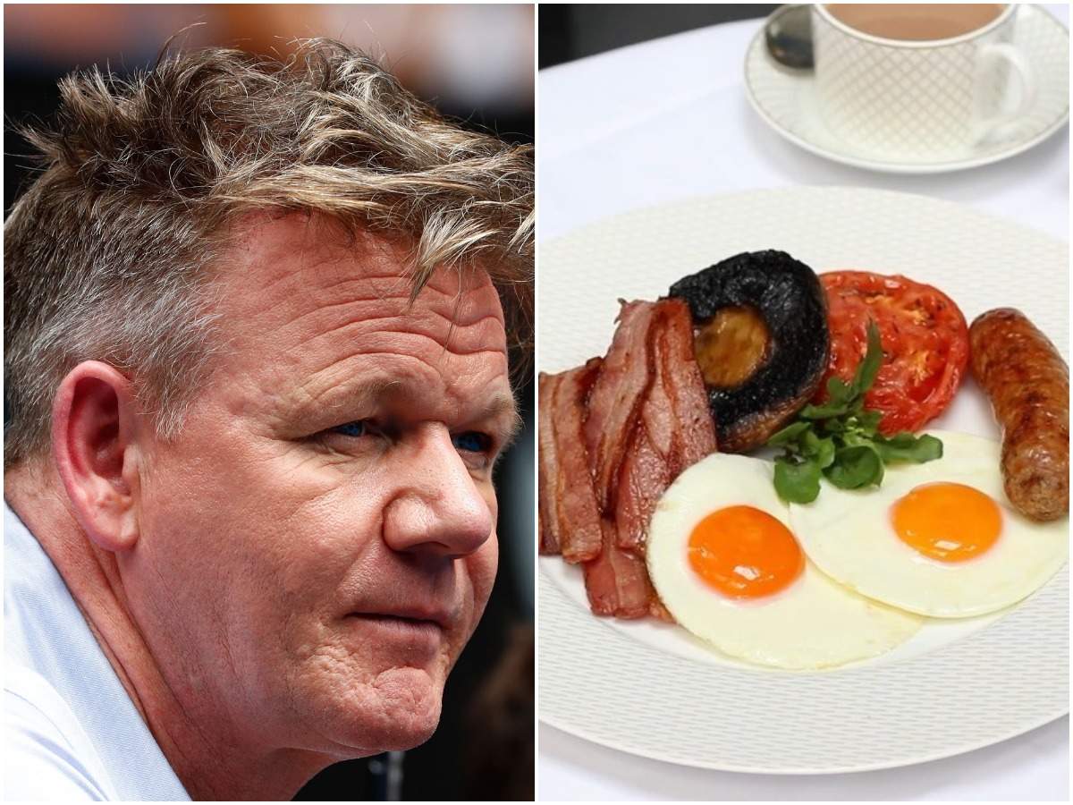 Gordon Ramsay and (R) the breakfast image that he shared online