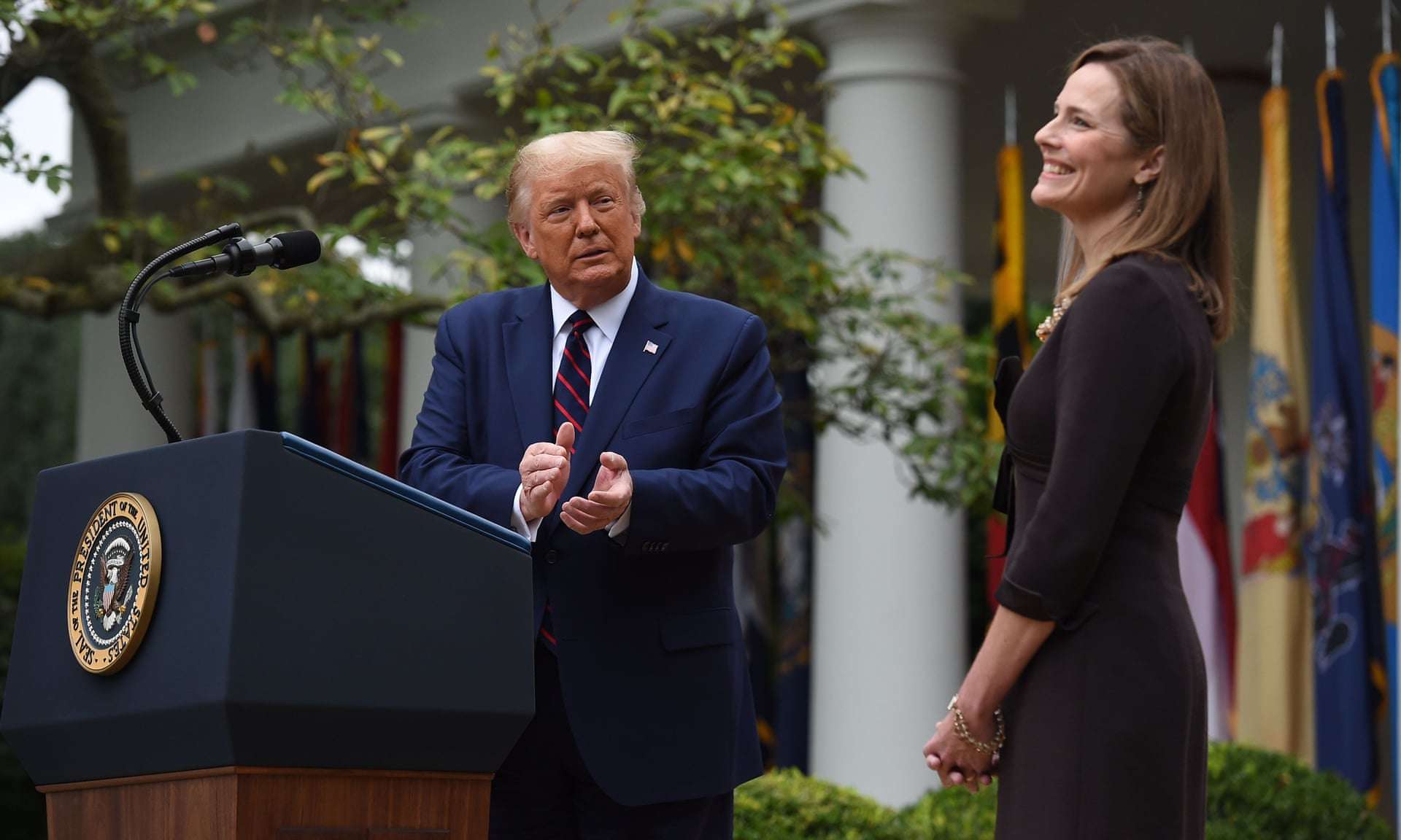President Trump is expected to announce the nomination of conservative Judge Amy Coney Barrett to the Supreme Court late on Saturday. (AFP)