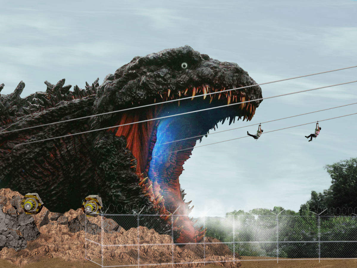 You can zipline into a Godzilla’s mouth at this Japanese theme park
