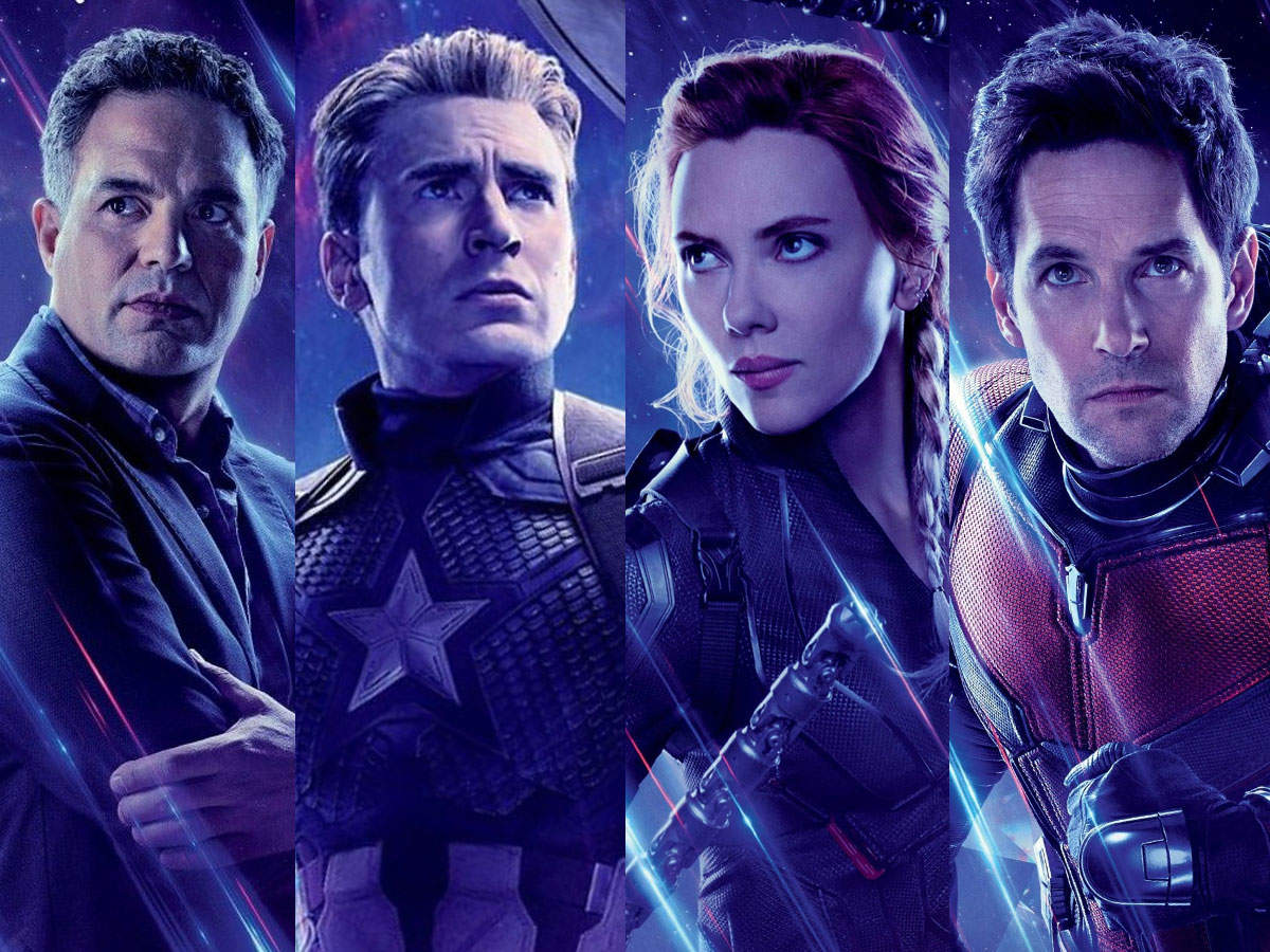 Avengers: Endgame cast members, Paul Rudd, from left, Scarlett