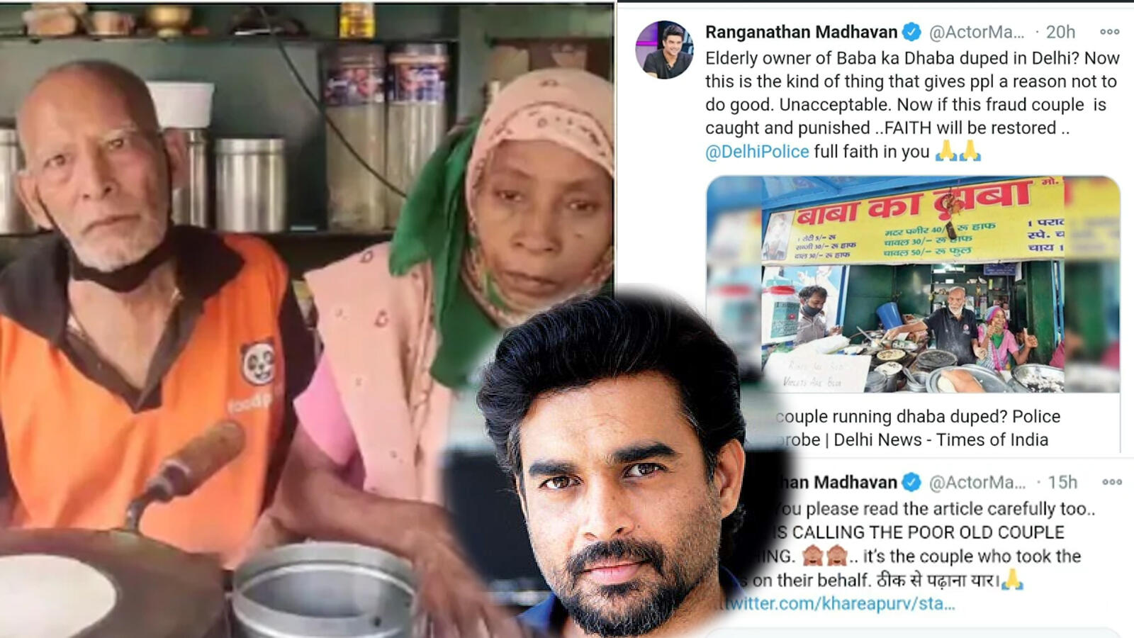 Twitter Users Think R Madhavan Was Disrespecting Baba Ka Dhaba Couple Actor Clarifies On Fraud Remark Hindi Movie News Bollywood Times Of India