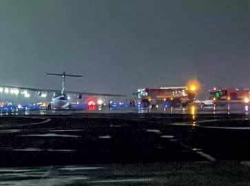 A sourced photo shows the TruJet flight at the city airport after it made an emergency landing