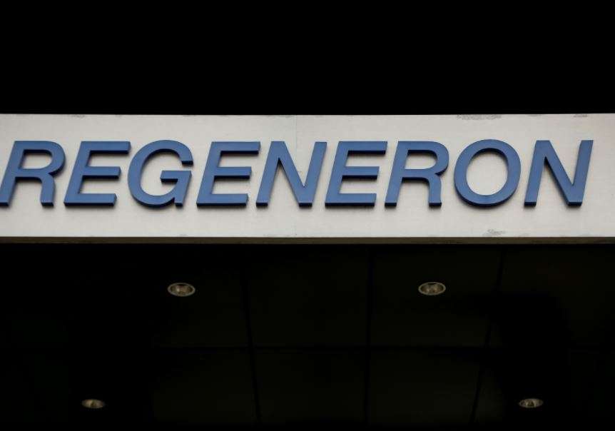 The Regeneron Pharmaceuticals company logo is seen on a building at the company's Westchester campus in Tarrytown, New York (Reuters file photo)