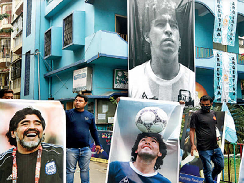 Maradona fan club members mourn the loss