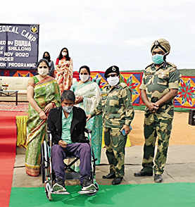 BSF officials at the health camp in Shillong on Friday