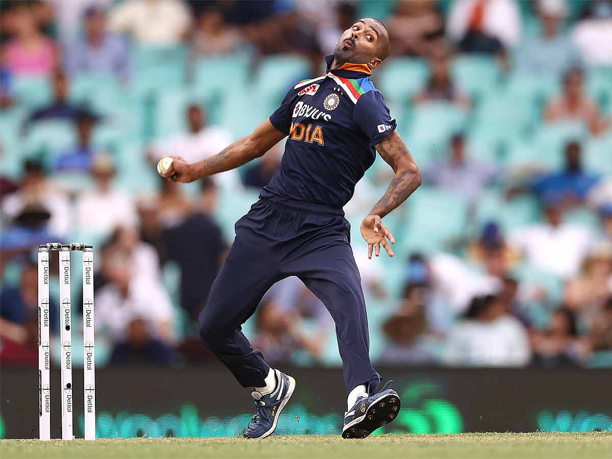 IMPORTANT COG IN THE WHEEL: Hardik Pandya bowls in the second ODI against Australia in Sydney. (Getty Images)