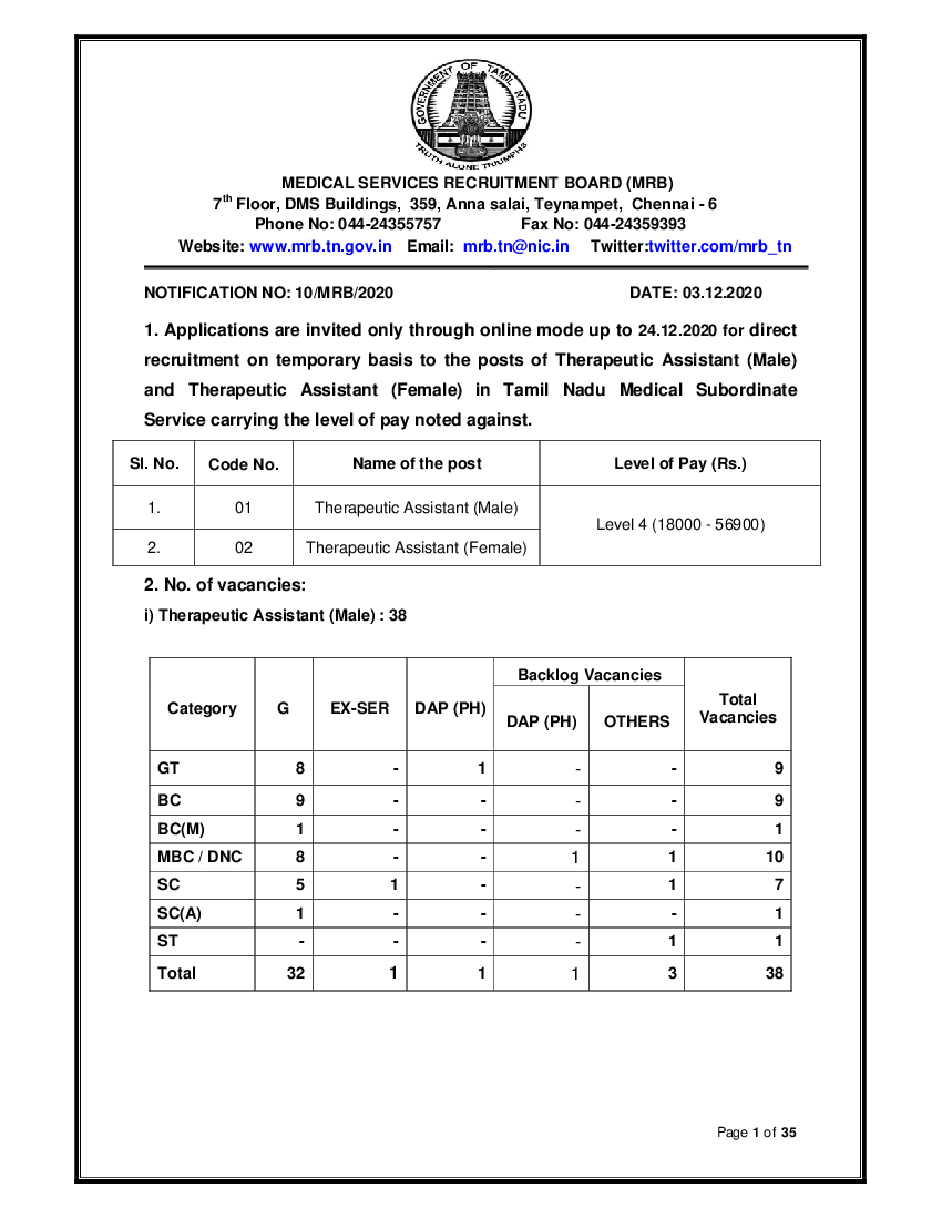 Tn Mrb Recruitment Apply Online For 76 Therapeutic Assistant Posts Times Of India Tn Mrb Recruitment Apply Online For 76 Therapeutic Assistant Posts Times Of India