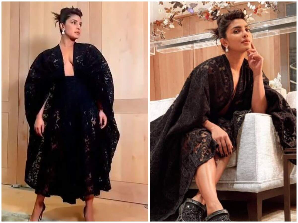 Priyanka Chopra is giving us major fashion goals as she dons an alluring black sheer-lace cocktail dress in her latest post | Hindi Movie News - Vimarsana News