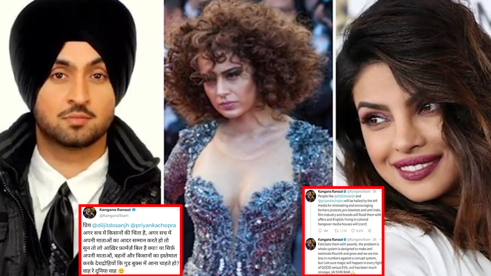 Kangana Ranaut Hits Out At Priyanka Chopra And Diljit Dosanjh Writes They Are Misleading And Encouraging Farmers Protests Pro Islamists And Anti India Film Industry Hindi Movie News Bollywood Times Of