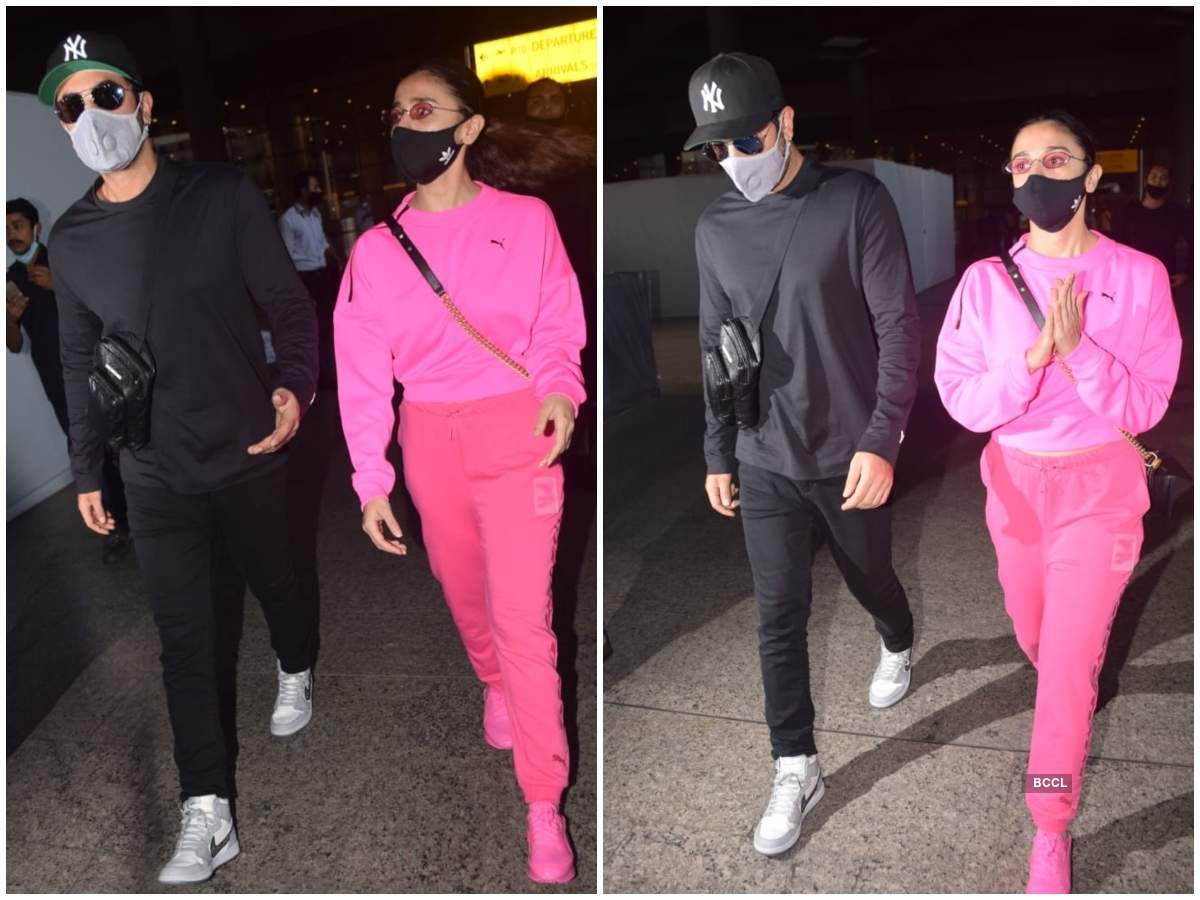 Alia Bhatt and Ranbir Kapoor slay airport fashion in minimal outfits, fans  love his clean-shaven 'chocolate boy' look