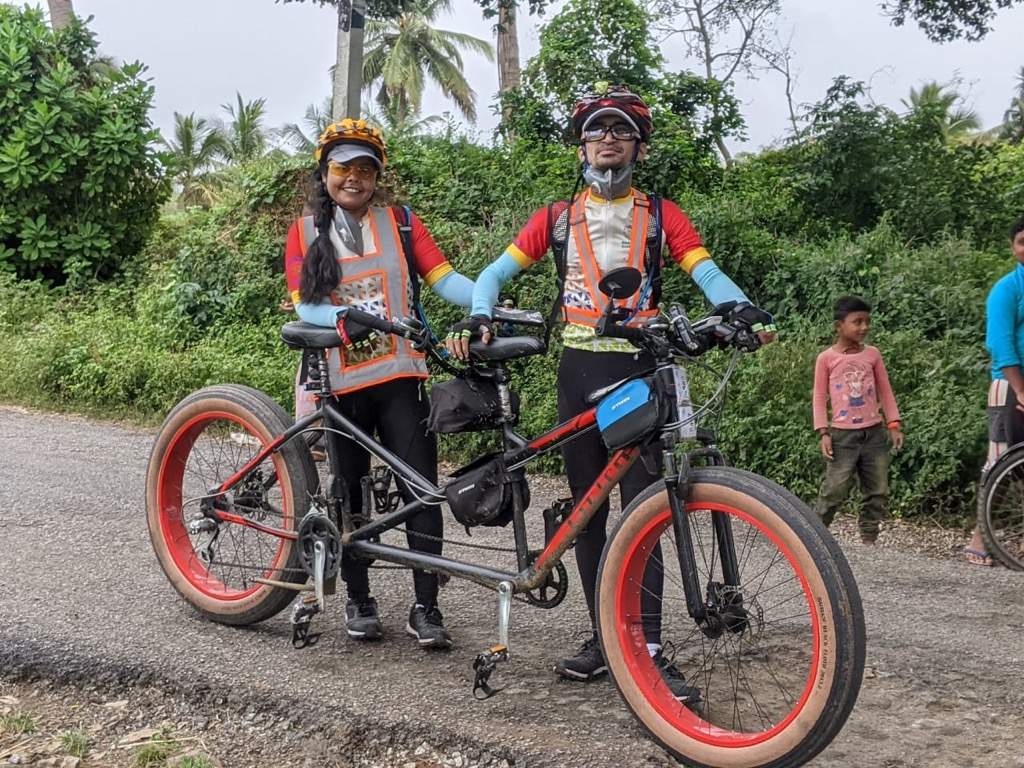 As part of training, the couple had done 100km on a fat tandem on September 22, and again on November 29 days before the KGF challenge.