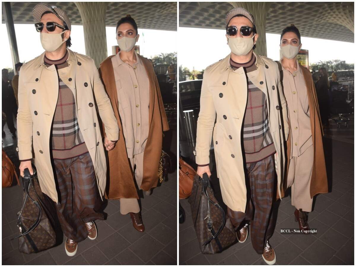 Photos: Ranveer Singh and Deepika Padukone walk hand-in-hand as they get clicked at the Mumbai airport | Hindi Movie News - Vimarsana News