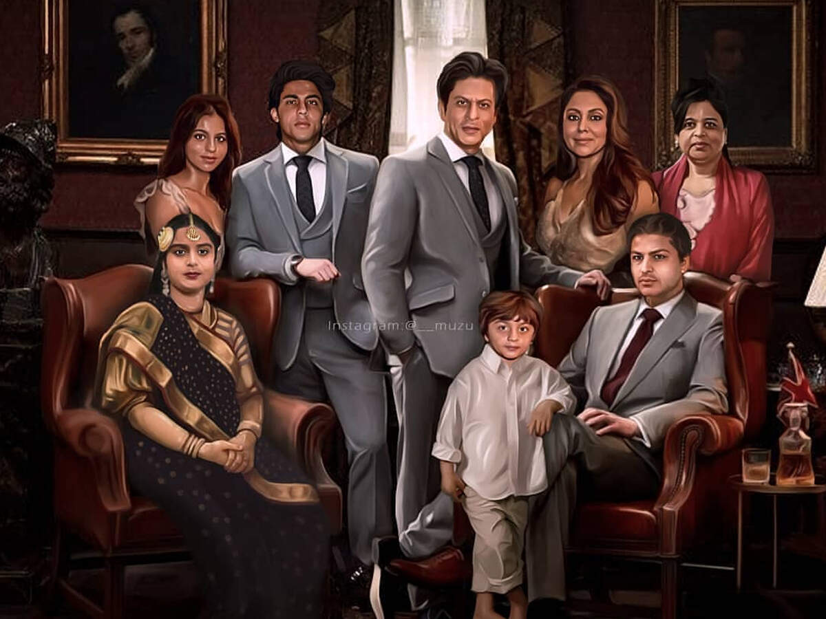 Fan made family portrait of Shah Rukh Khan, Gauri, Aryan, Suhana, AbRam and his parents is going viral on the internet! | Hindi Movie News - Times of India