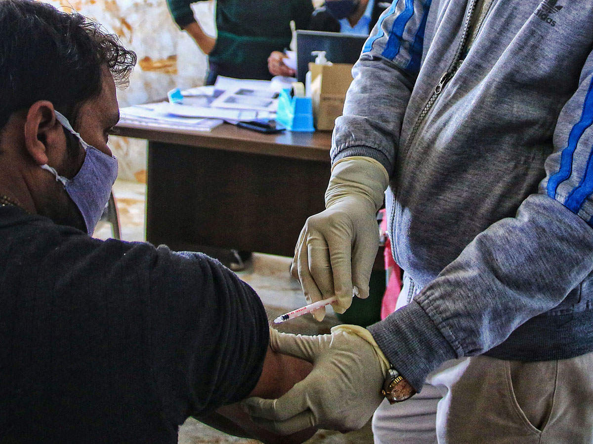  A volunteer being vaccinated by a medic during the Bharat Biotech's 'Covaxin' human trial. (PTI)