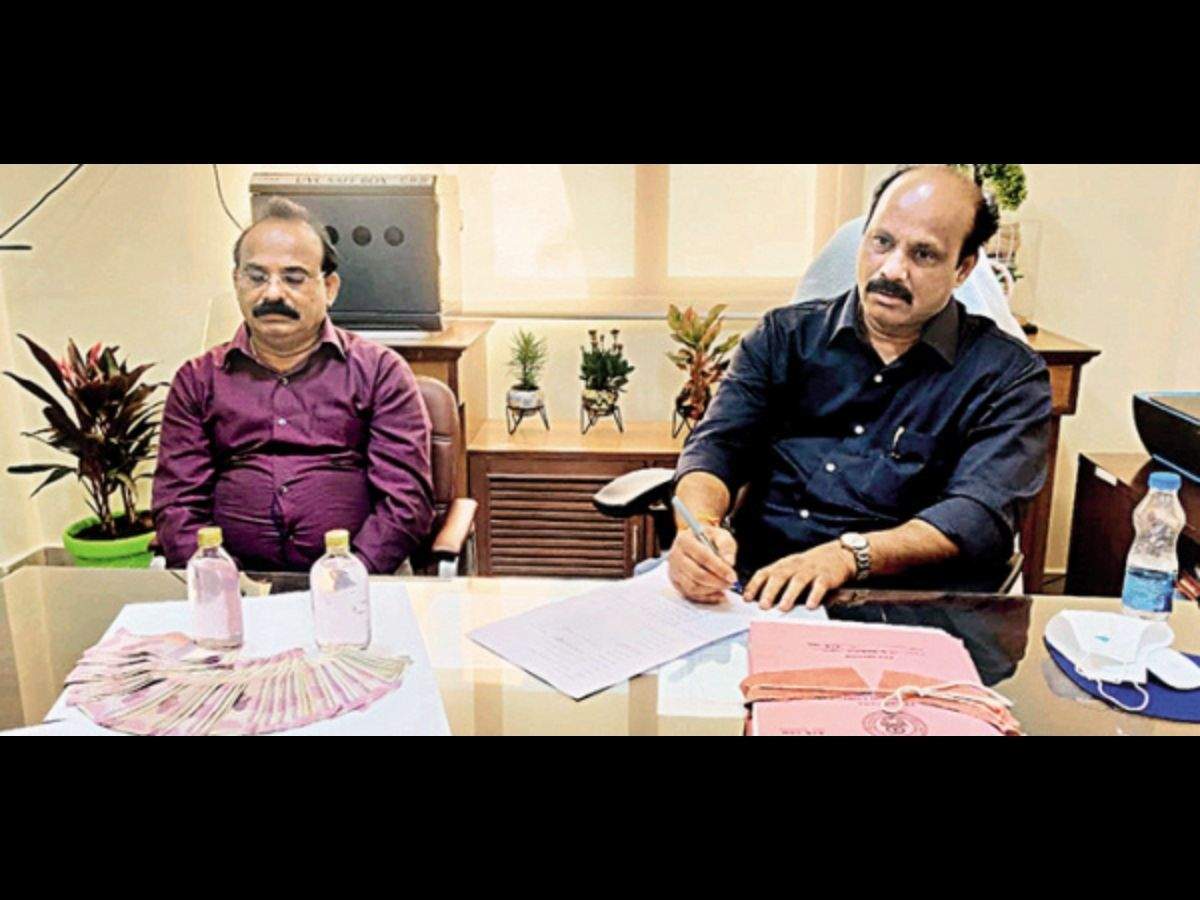 V Bhaskara Chary, managing director of TSWC (right) and M Sudhakar Reddy, superintending engineer & general manager of TSWC, on Wednesday