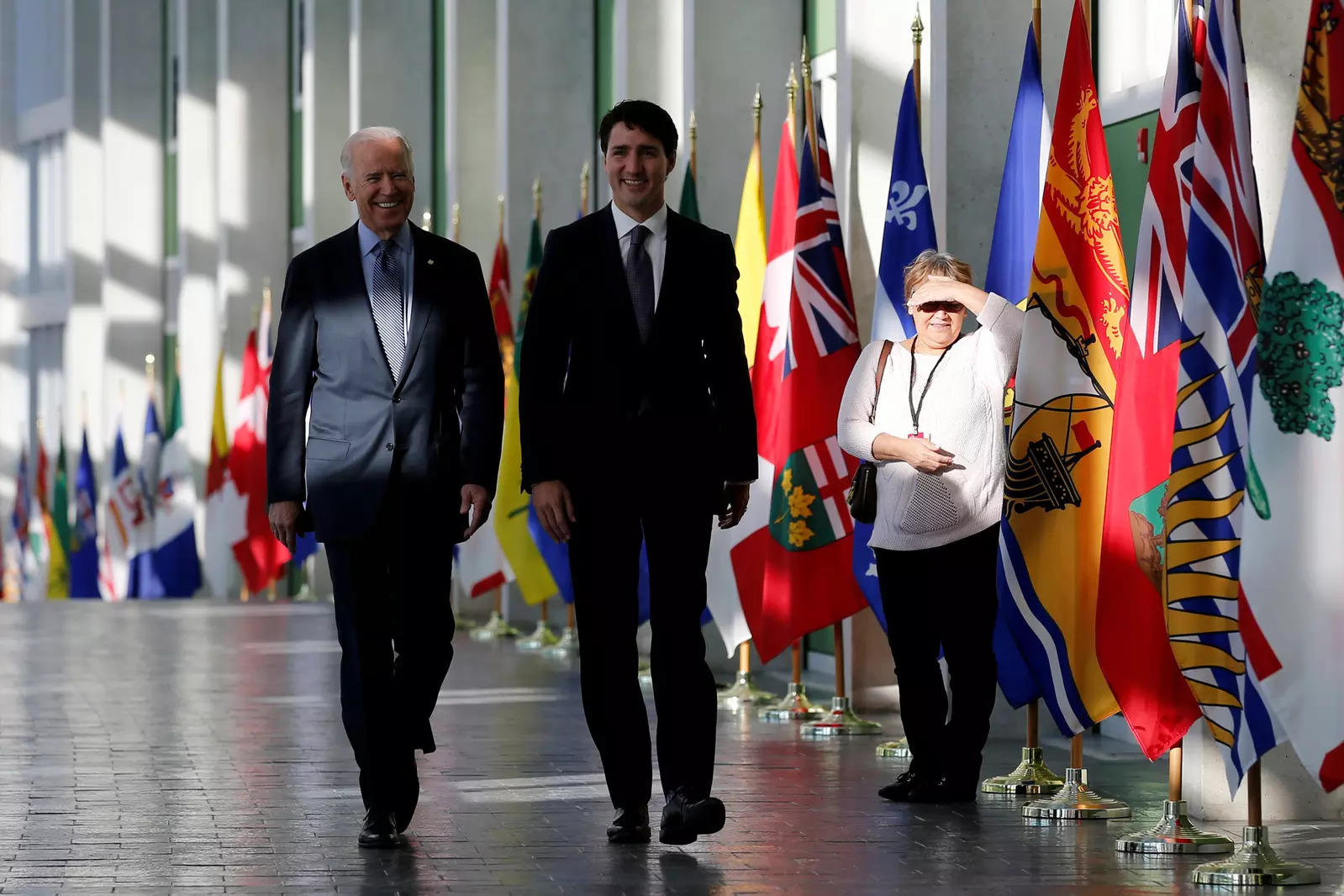 File photo of Joe Biden (L) and Justin Trudeau arrive in Ottawa, Canada on December 9, 2016. (Reuters)