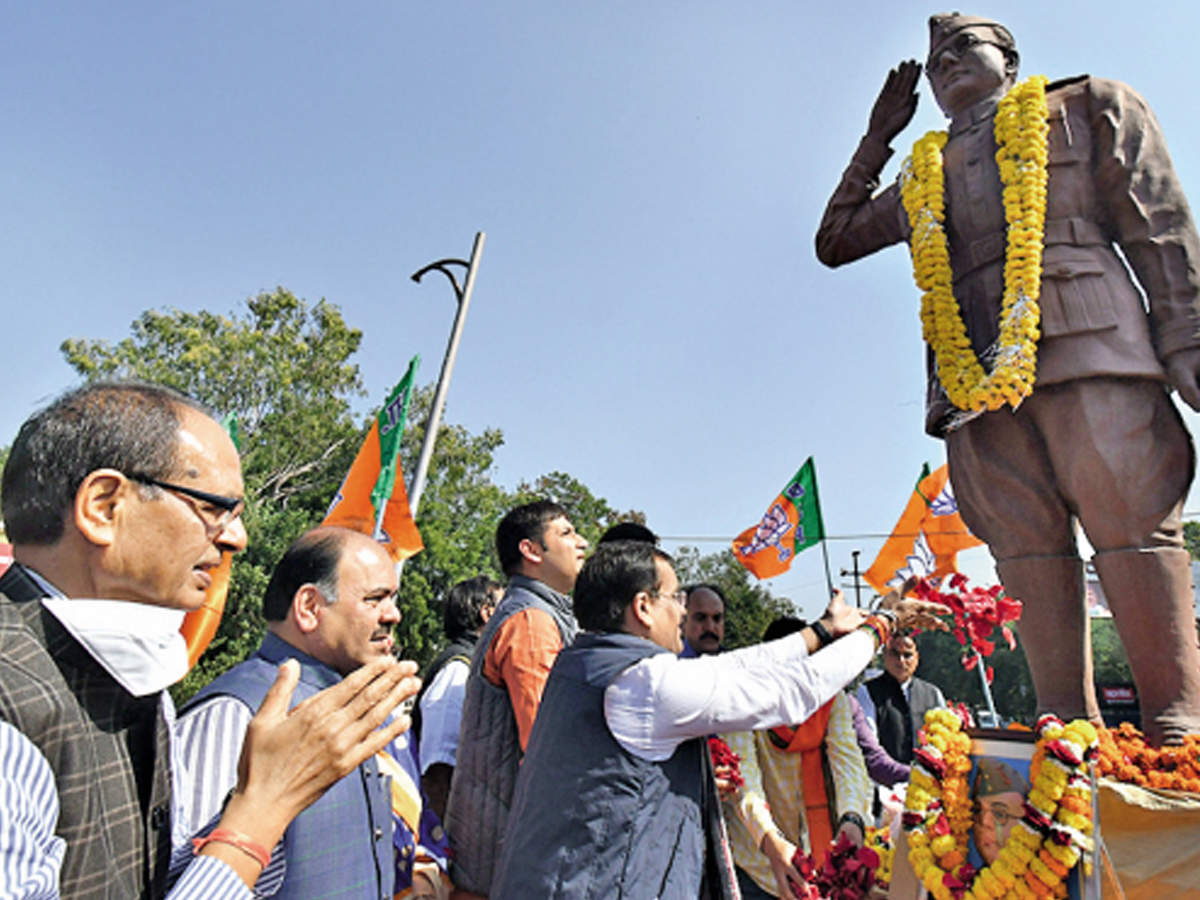 CM Shivraj Singh Chouhan pays tributes to Netaji Subhas Bose on the freedom fighter’s 125th birth anniversary in Bhopal on Saturday