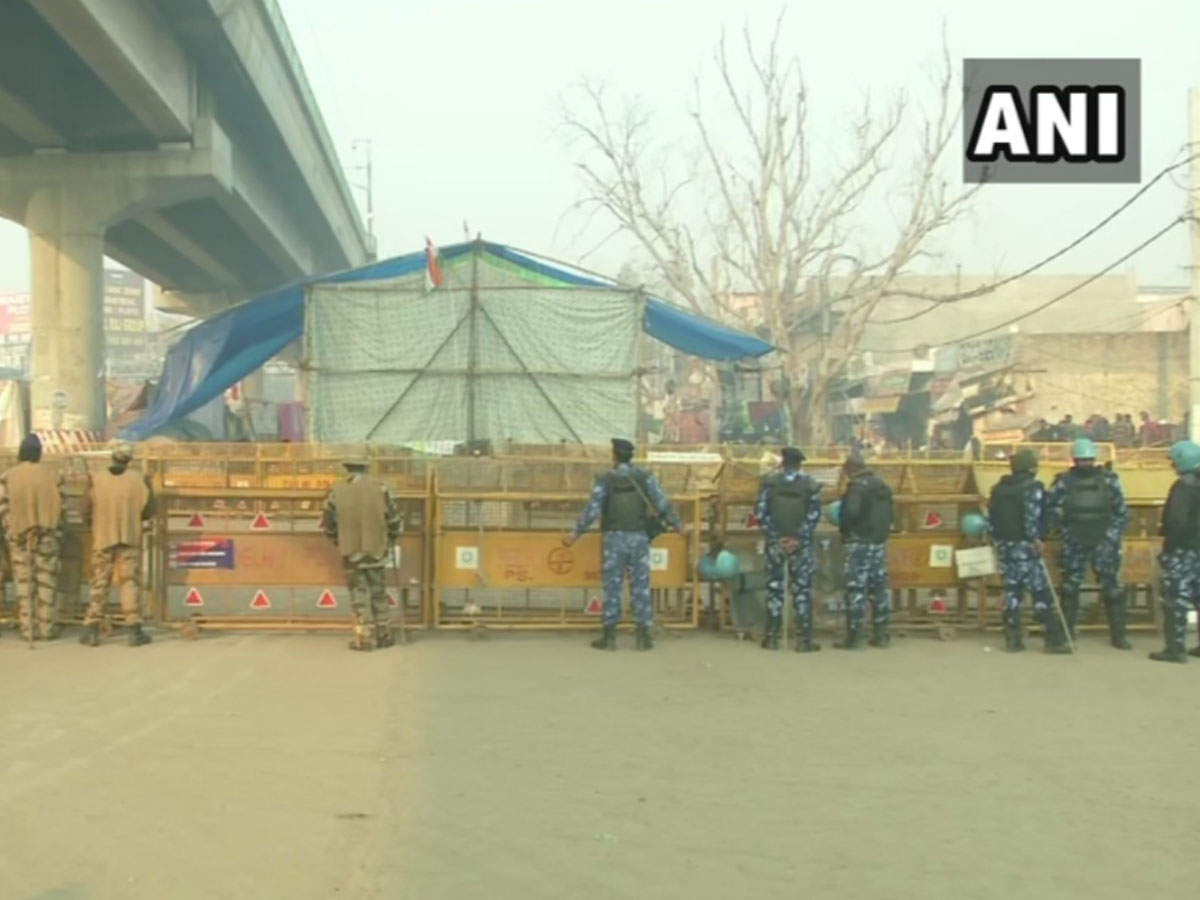 Security tightened at Tikri Border where farmers are protesting against farm laws (ANI photo)