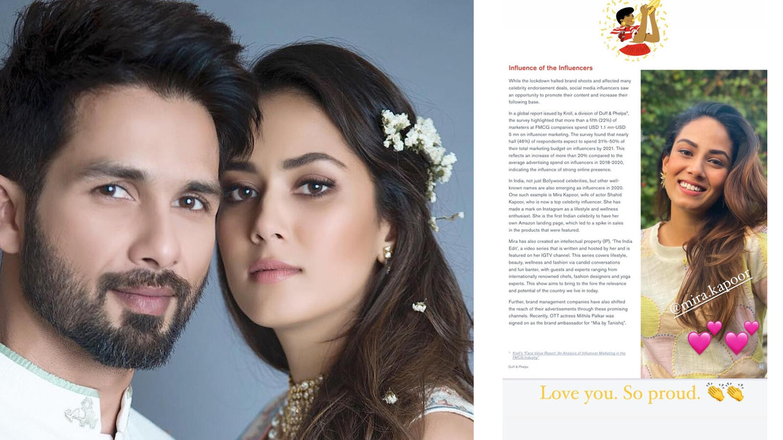 Shahid Kapoor Showers Love On Wife Mira Rajput Kapoor As She Becomes Top Celebrity Influencer Latter Has A Lovely Response Hindi Movie News Bollywood Times Of India
