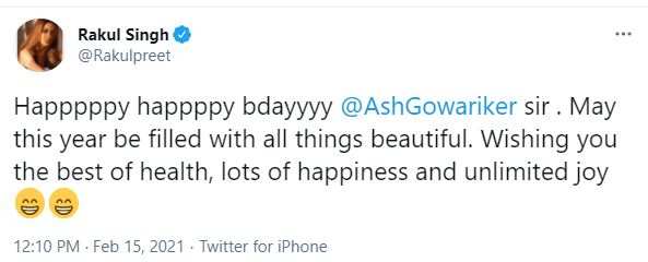 Rakul Preet Singh S Birthday Wish For Ashutosh Gowariker Is All About Health Happiness And Unlimited Joy Hindi Movie News Times Of India