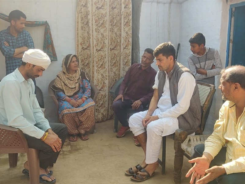 Locals gathered at house of Bittu who claims to be a BJP workers. On the day of clash in Soram village, many men had took shelter in his house after attacked allegedly by BJP MP Sanjiv Balyan's men.