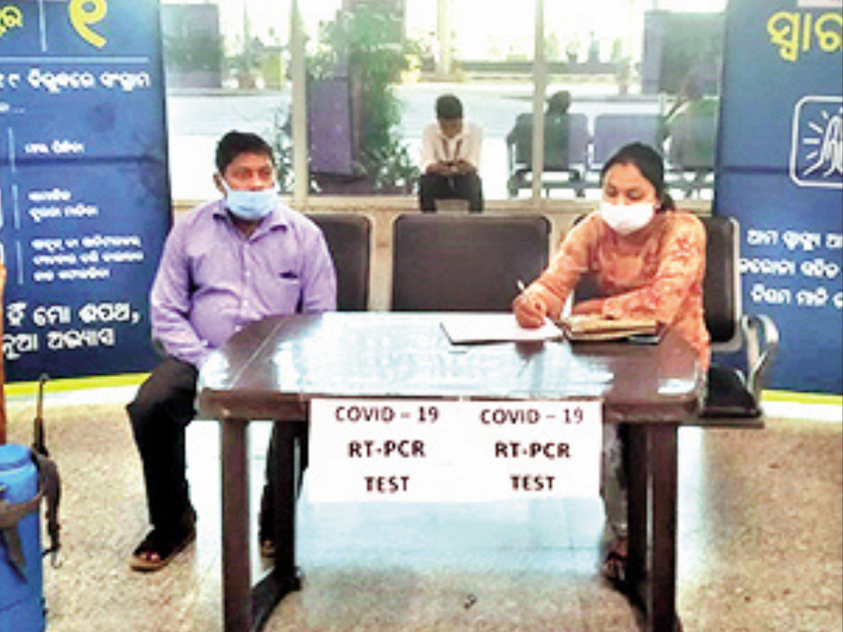 The BMC Covid screening team at the Bhubaneswar airport
