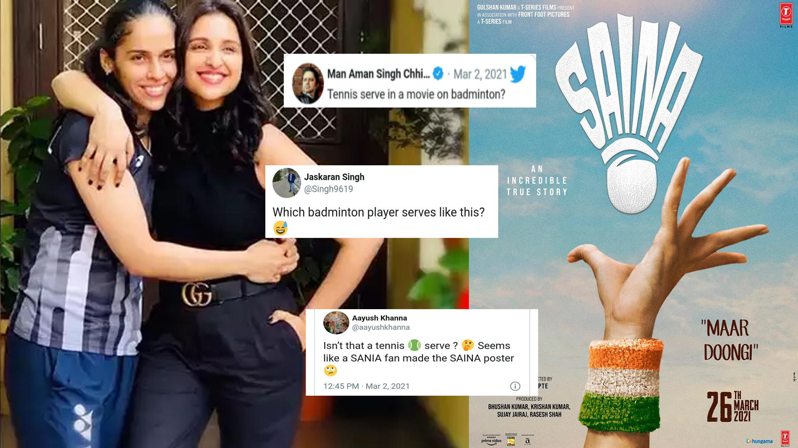 Saina Makers And Lead Parineeti Chopra Trolled After Netizens Spot Glaring Error In First Poster User Writes Seems Like A Sania Fan Made The Saina Poster Hindi Movie News Bollywood