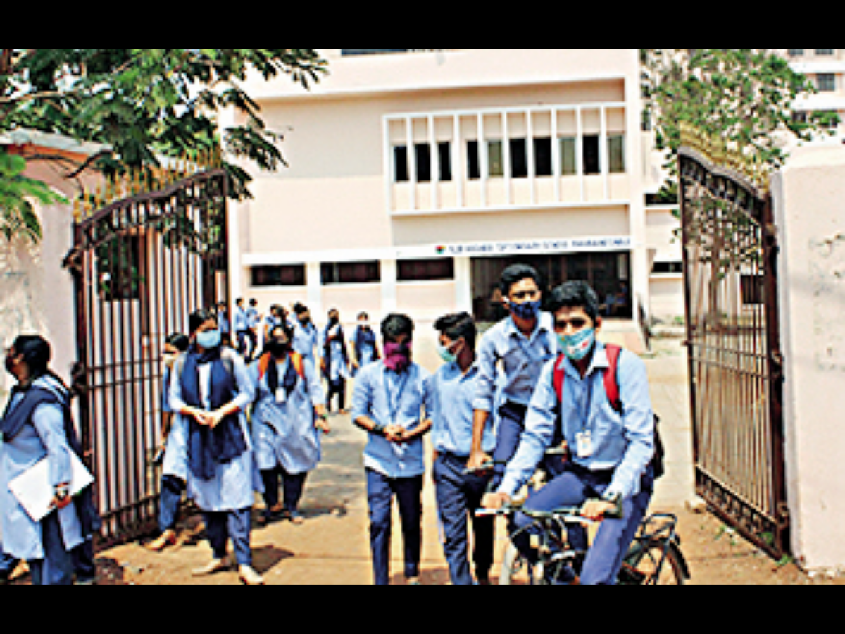 Senior students at a government school in the city. State-run schools are conducting offline classes