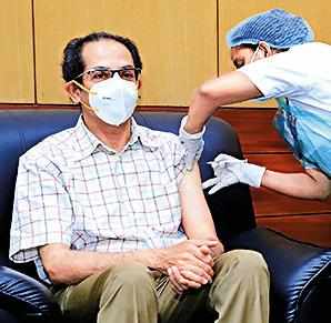 Uddhav Thackeray takes the second dose of Covid vaccine in Mumbai on Thursday