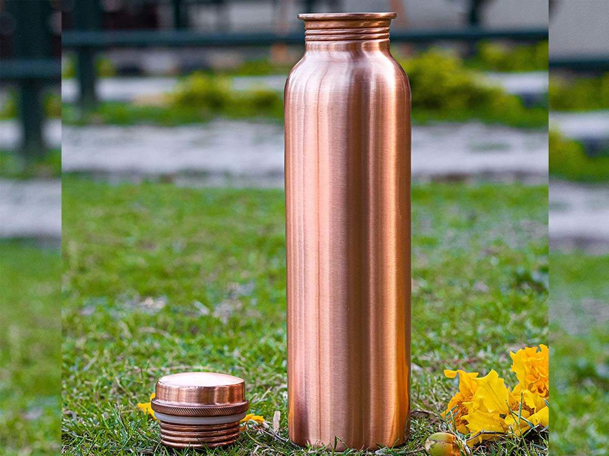 Pure Copper Water Bottle 1000ml Ayurvedic Health Benefits Antique Designs 