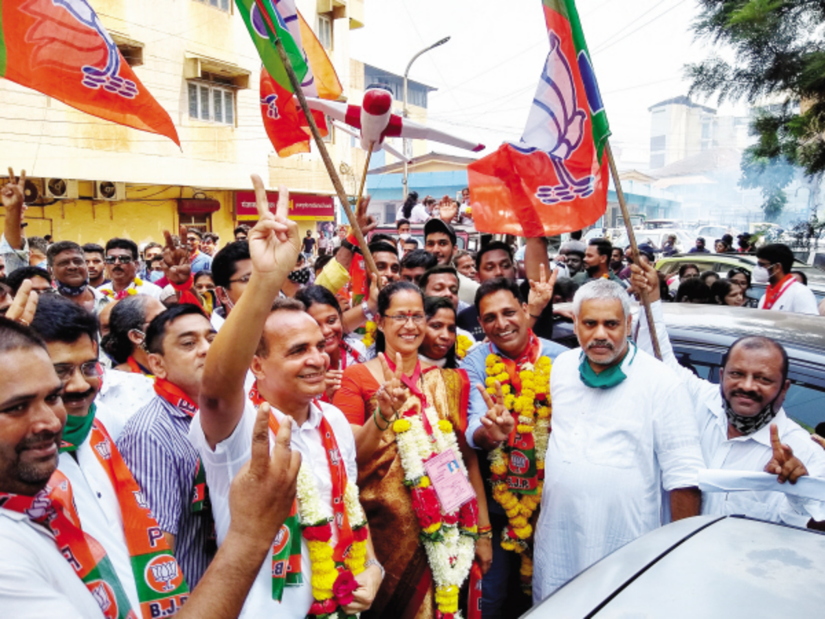 Panaji MLA Babush Monserrate at a rally after the CCP poll results