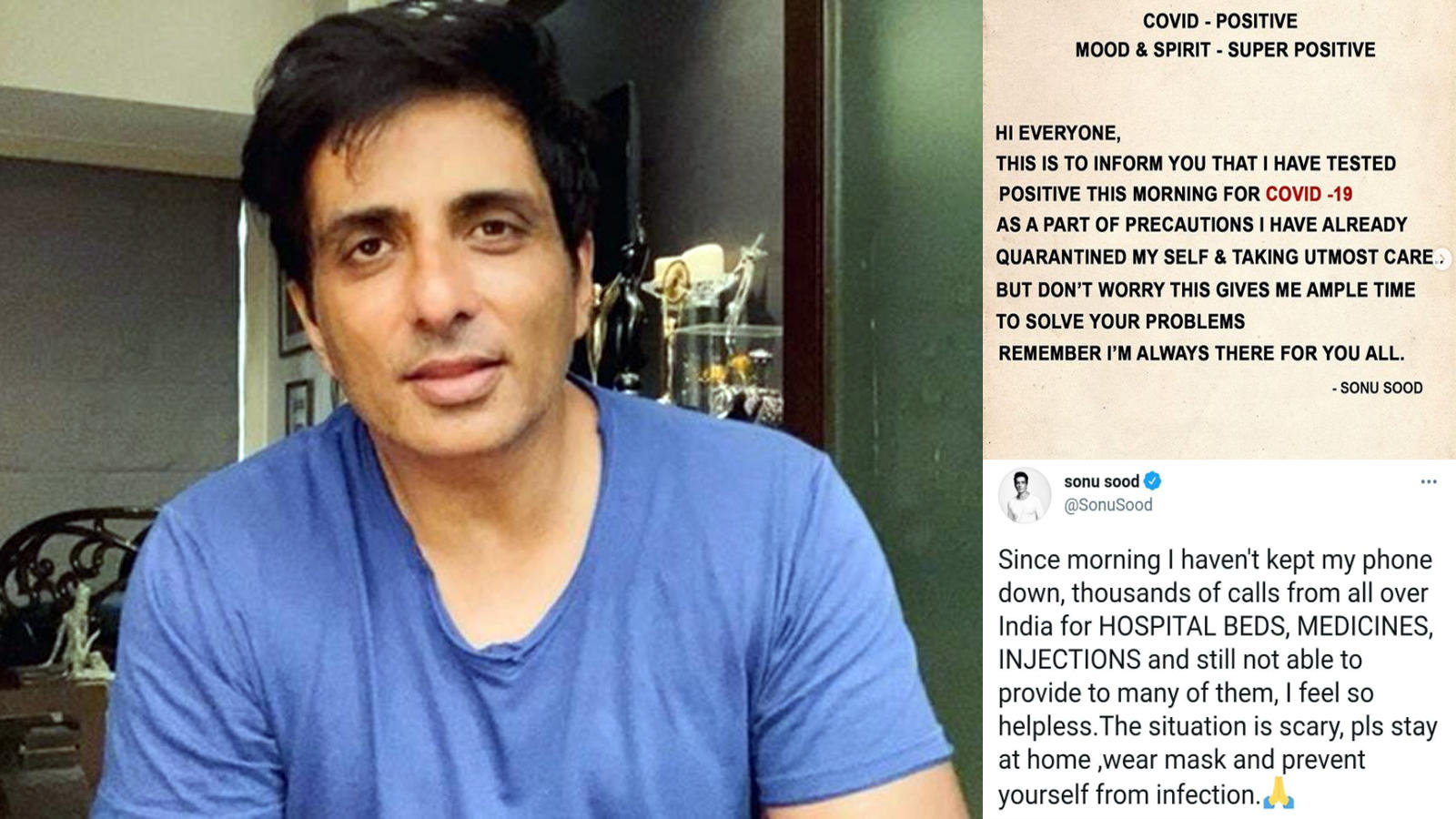 Sonu Sood tests COVID-19 positive . Times of India