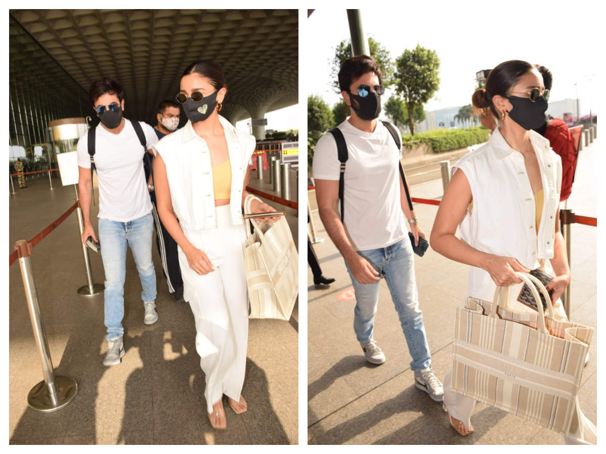 Alia Bhatt, Ranbir Kapoor Travel In Perfect Matching Summer Whites
