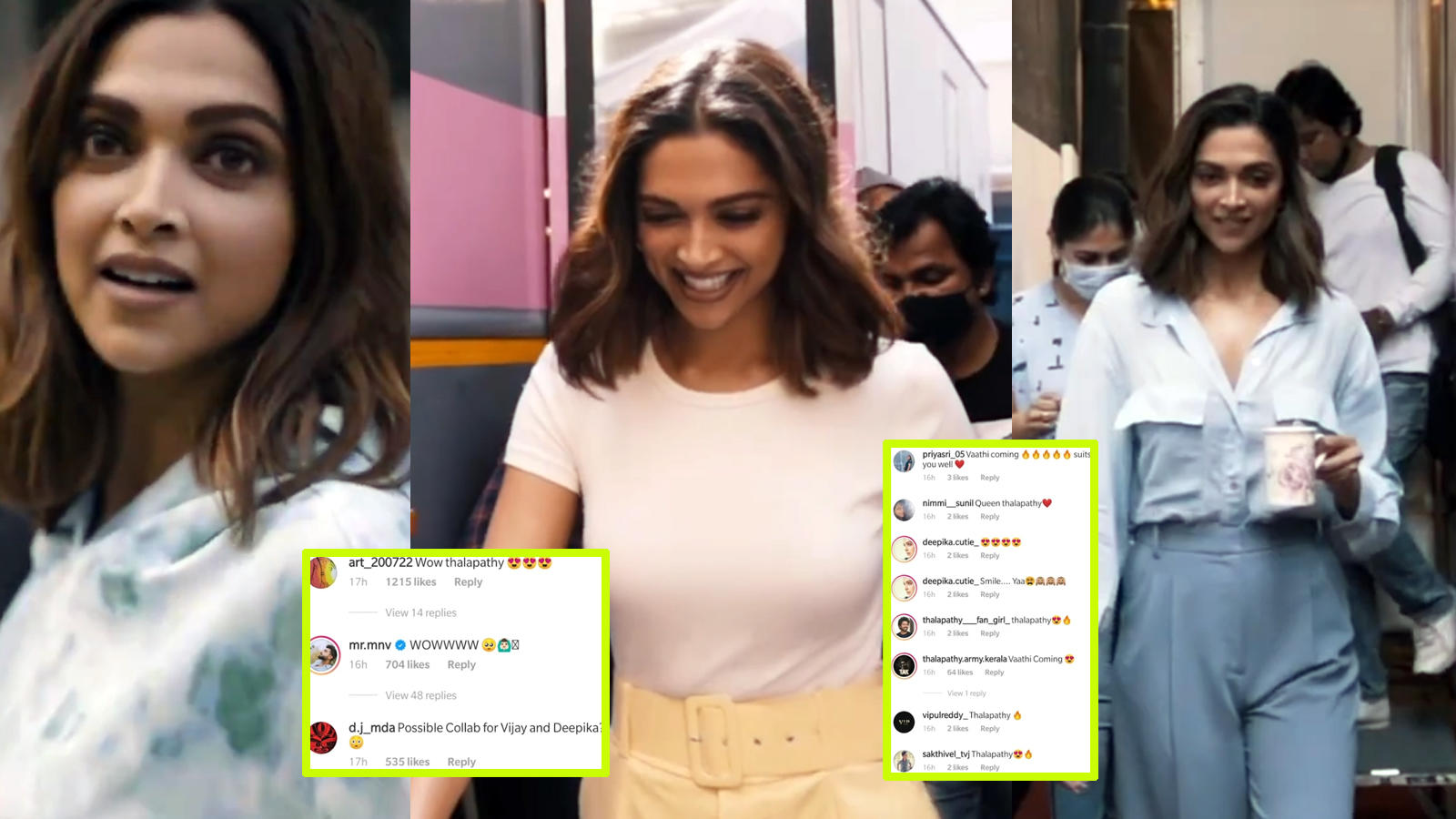 Fans Demand Deepika Padukone And Thalapathy Vijay S Collaboration As The Actress Drops Bts Of A Bts Video With Vaathi Coming Touch Hindi Movie News Bollywood Times Of India