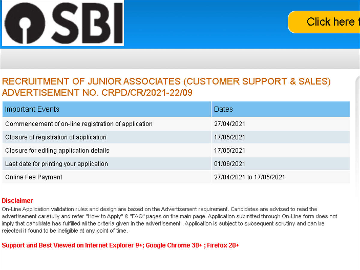 SBI Clerk Recruitment 2021: Apply for 5000 Junior Associates posts, check  direct link here - Times of India