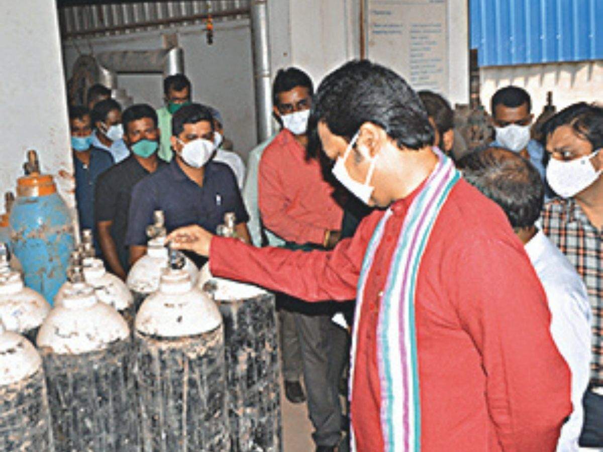 CM Biplab Kumar Deb visits an oxygen production factory in Agartala on Saturday