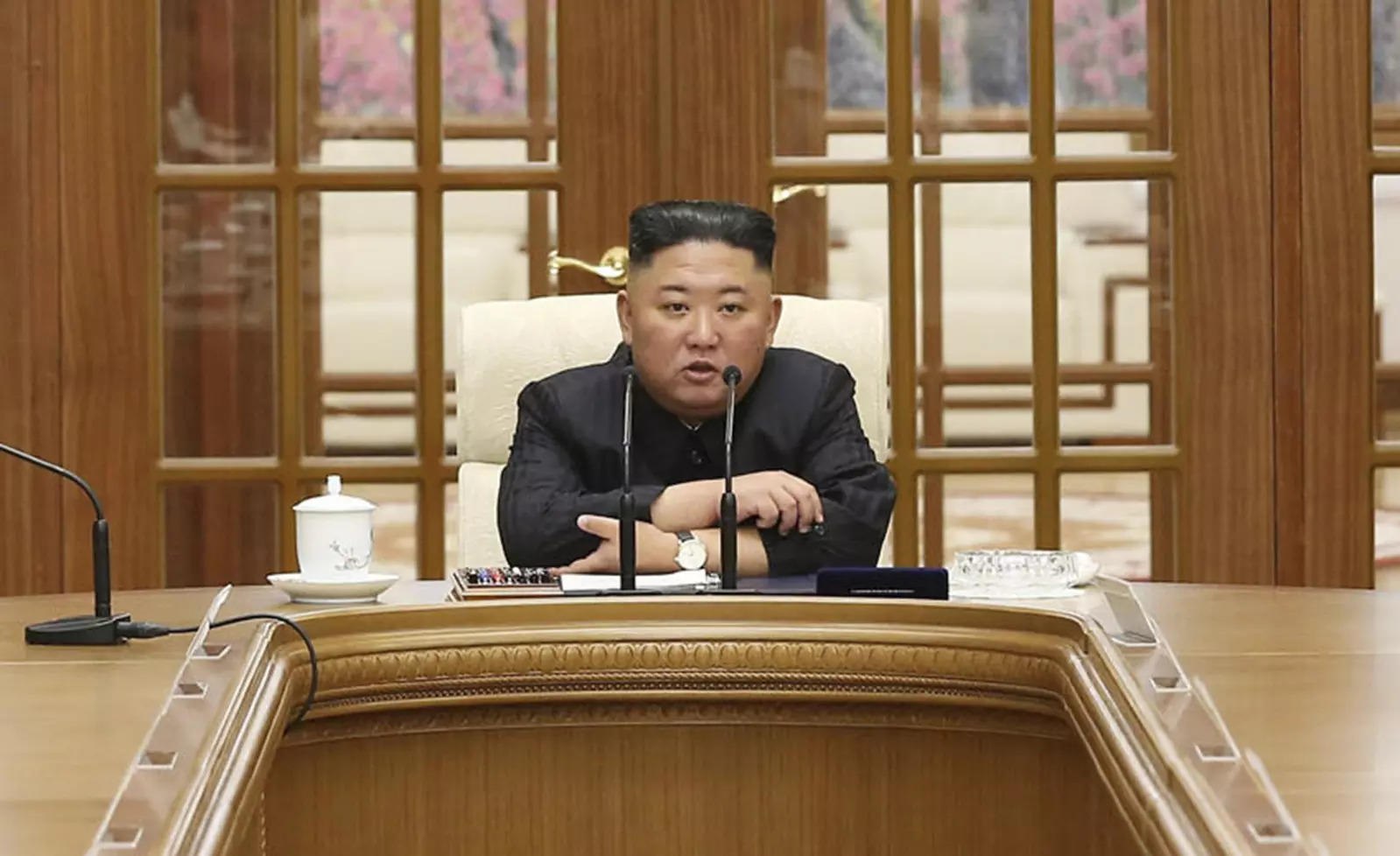 Kim Jong Un attends a meeting in Pyongyang, North Korea.