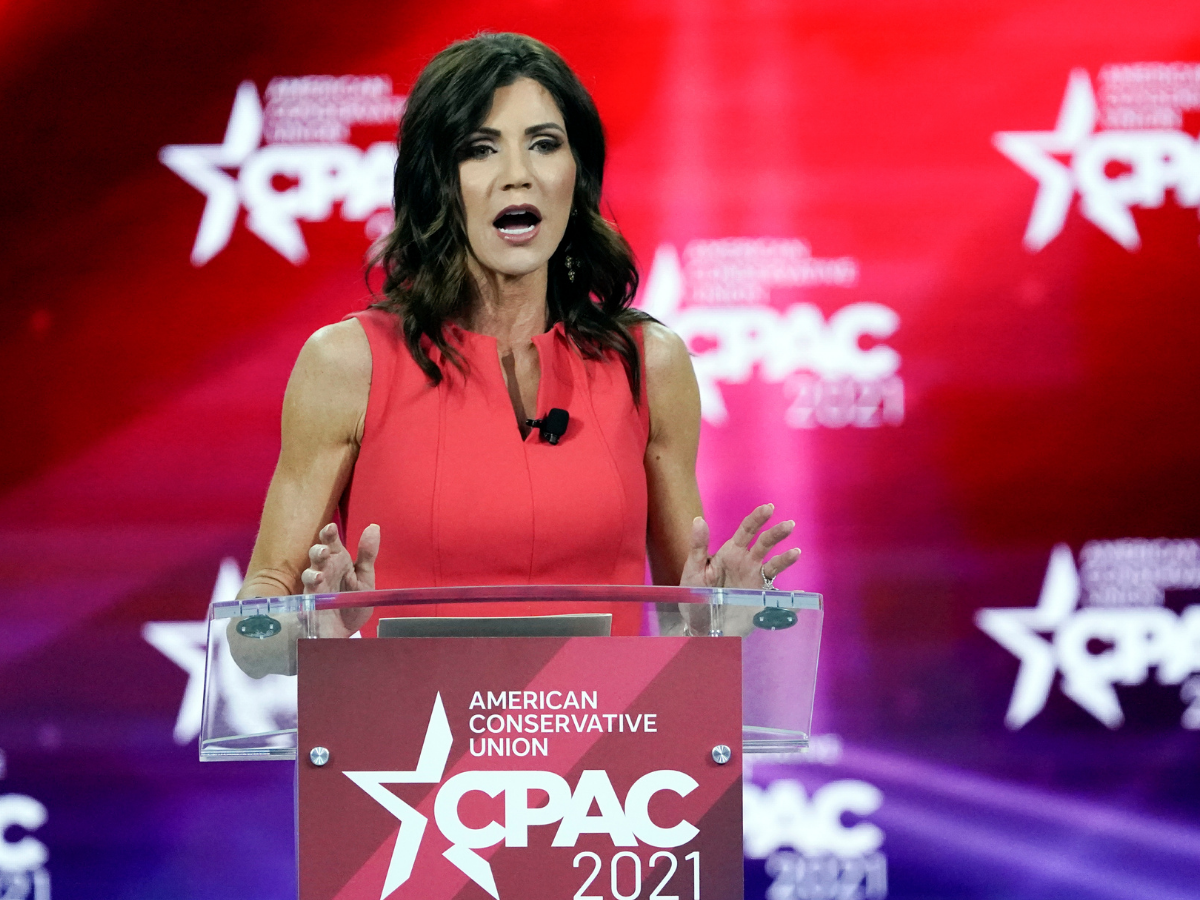 Kristi Noem speaks at the Conservative Political Action Conference (CPAC) in Orlando, Fla. Gov. Noem announced Tuesday, June 29, 2021, that she will join a growing list of Republican governors sending law enforcement officers to the U.S. border with Mexico.