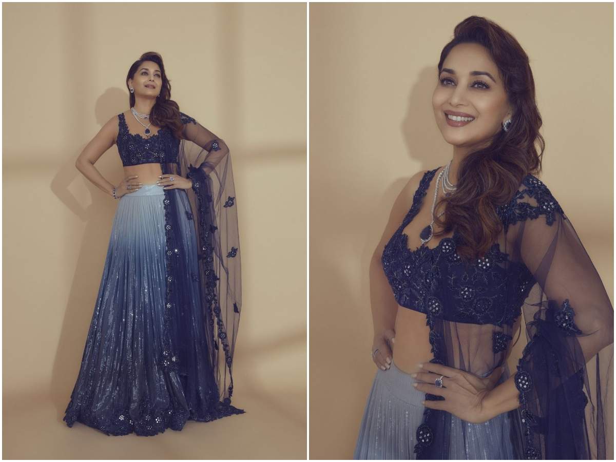 Madhuri Dixit dazzles in a blue ombre sequinned lehenga in her latest  pictures | Hindi Movie News - Times of India