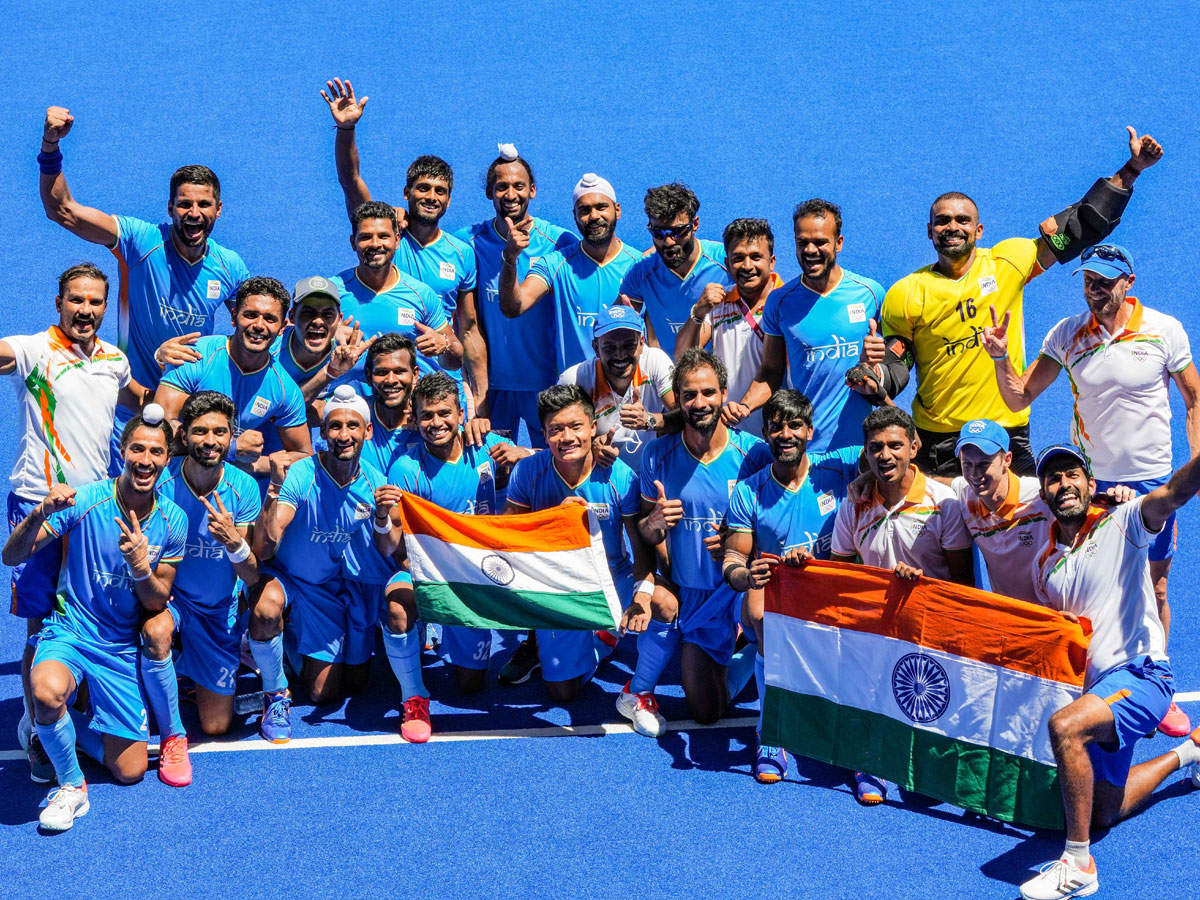 Indian hockey players clinches bronze and celebrate their win against Germany at Tokyo Olympics. (PTI Photo)